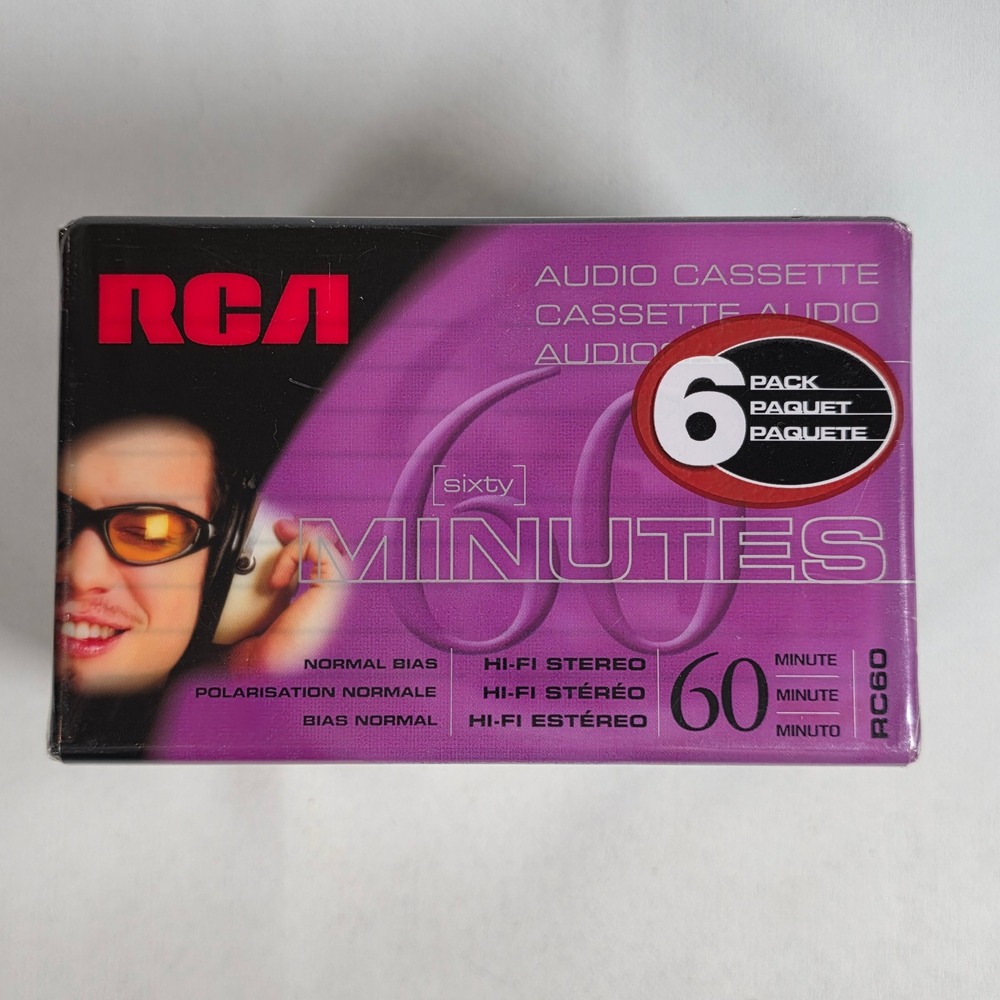 RCA RC60 Audio Cassette Tapes 6 Pack 60 Minute Normal Bias Type I Sealed 2003